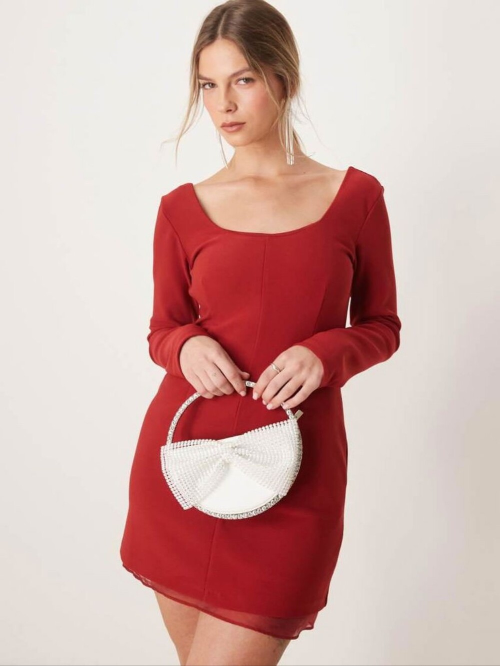 ABERCROMBIE FITCH +Scoop Neck Mini Aline Dress With Sheer Insert
